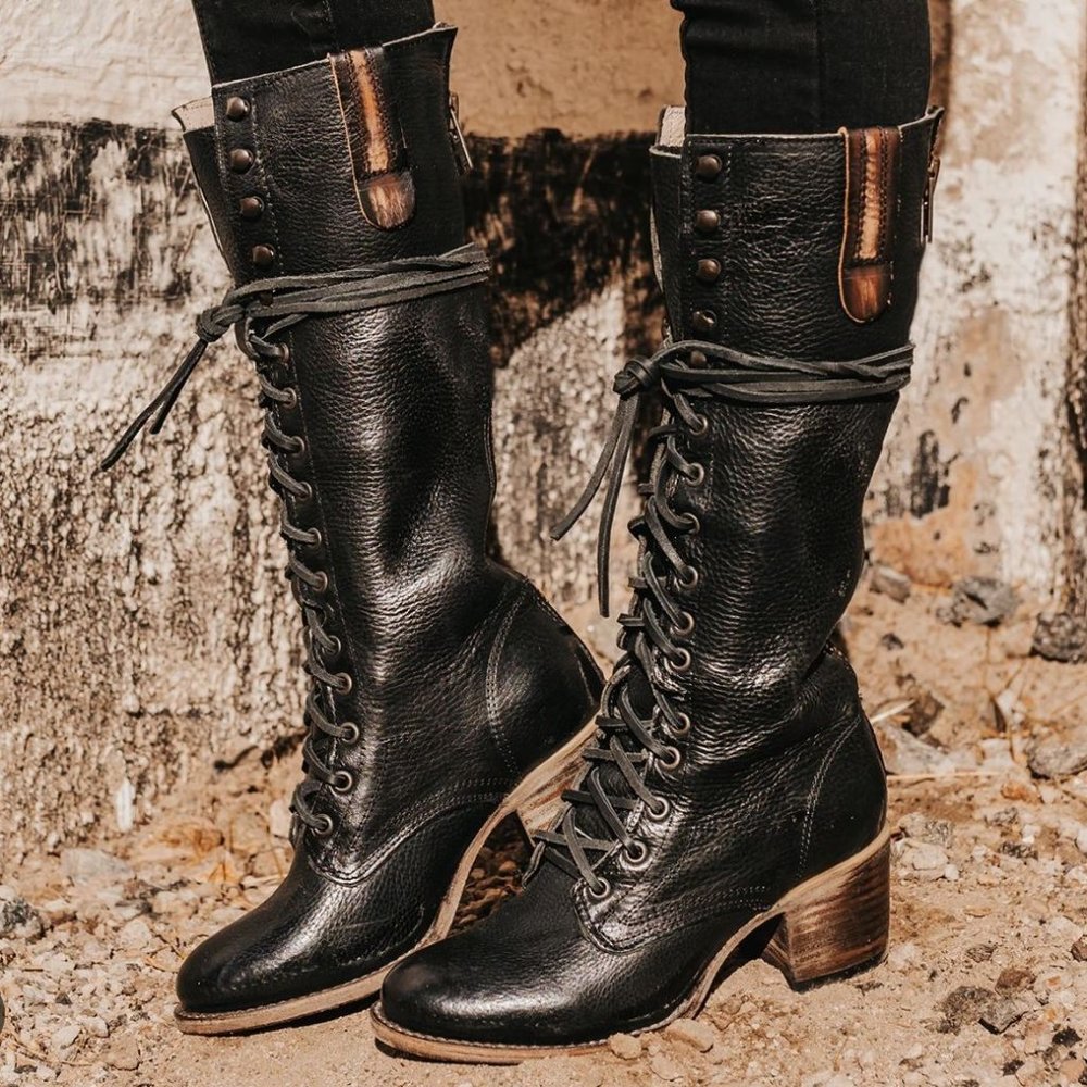 Freebird Granny Lace Up Tall Boots – Black - EUC